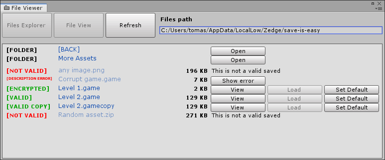 Files Explorer view of the File Viewer